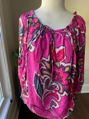 Trina Turk Pink Floral Peasant Tunic
